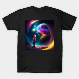 Kid looking space journey T-Shirt